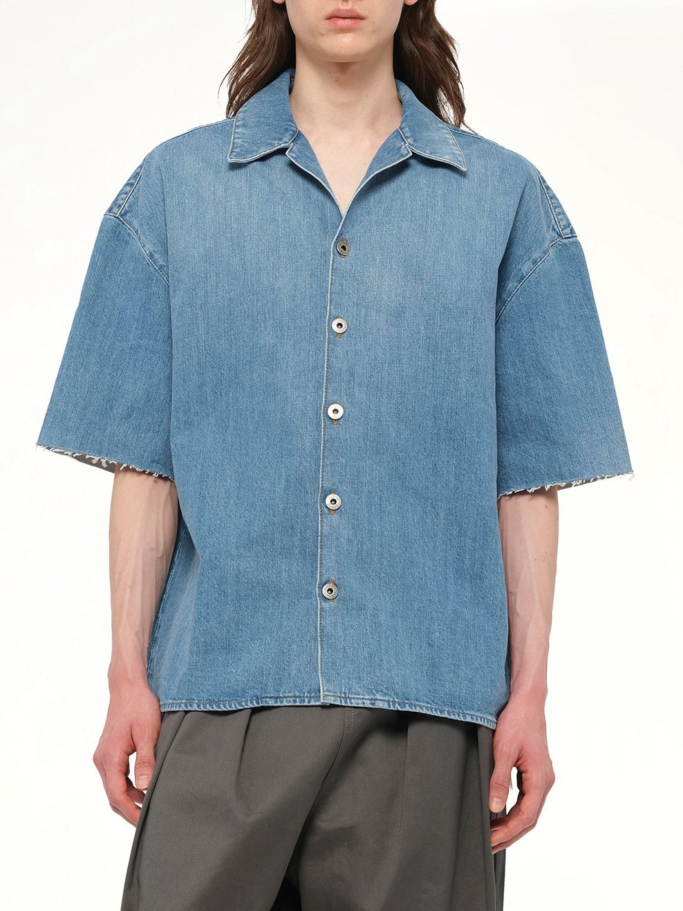 Anagram Short Sleeve Shirt in Washed Denim