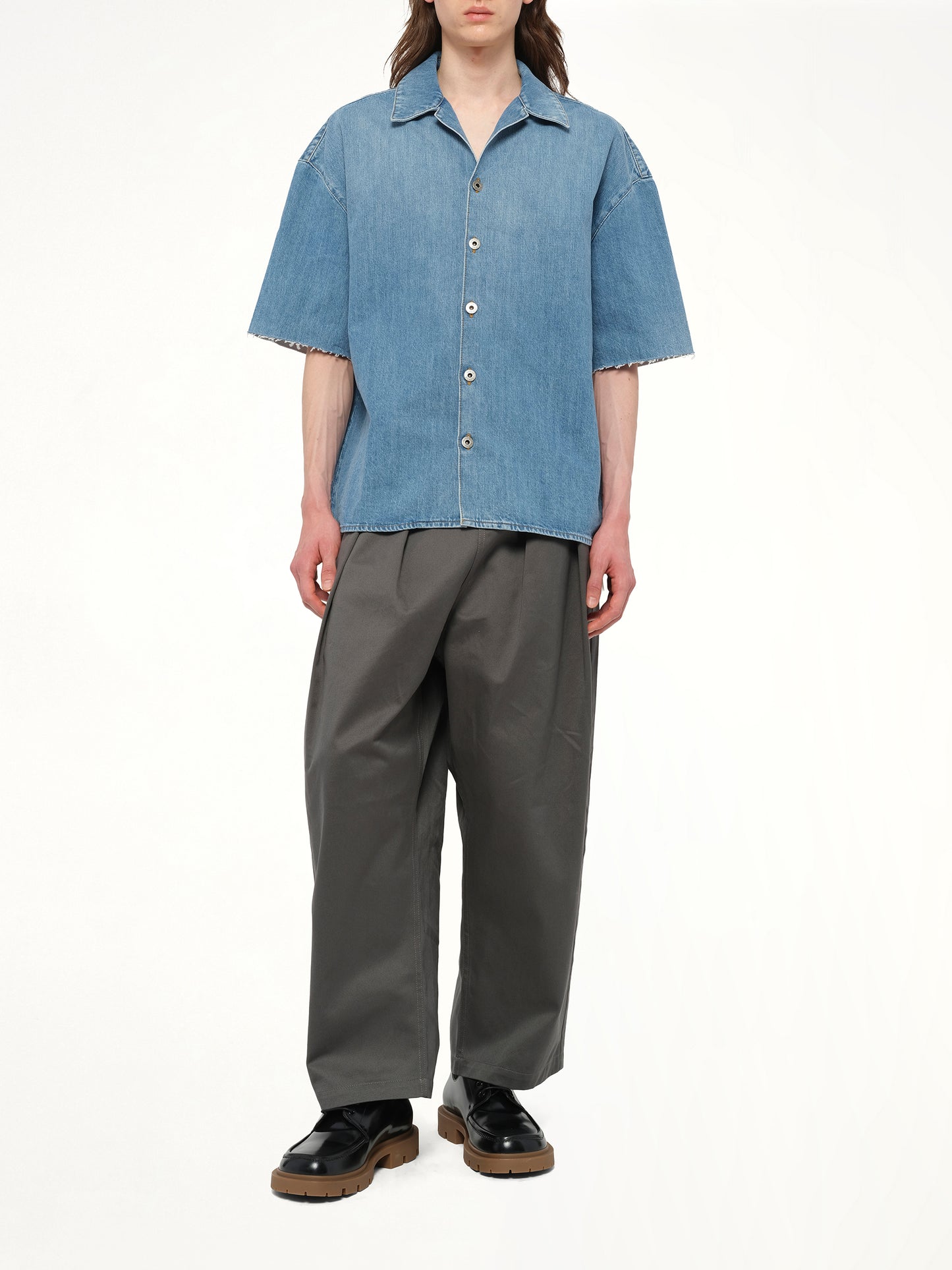 Anagram Short Sleeve Shirt in Washed Denim