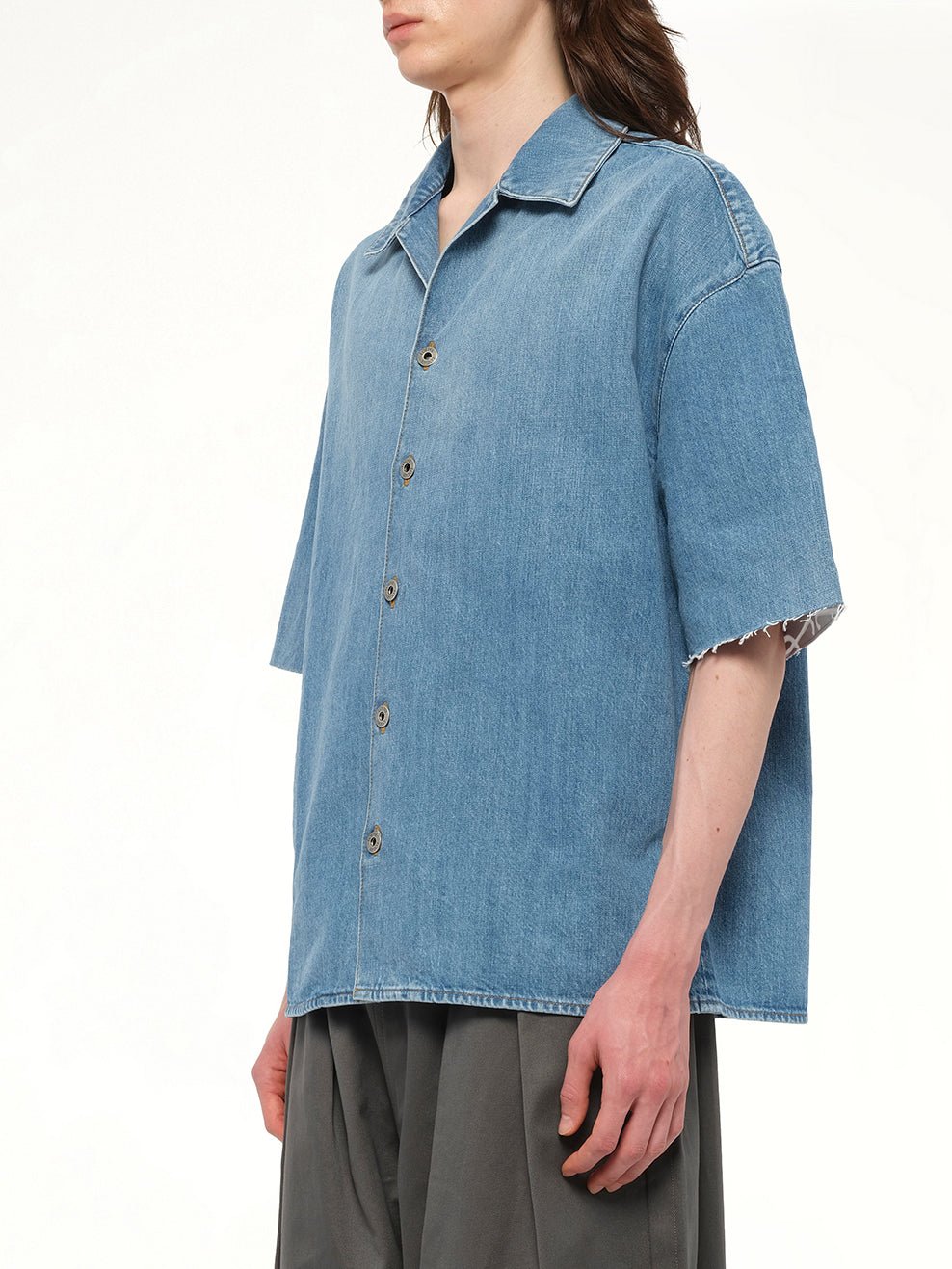Anagram Short Sleeve Shirt in Washed Denim