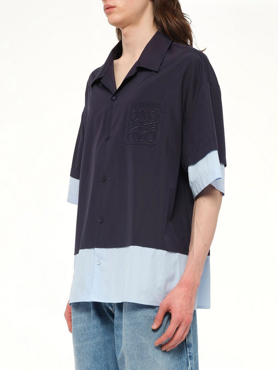 Short Sleeve Shirt in Dark Navy/Light Blue