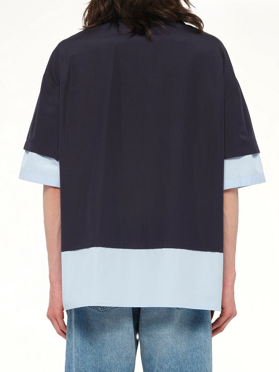 Short Sleeve Shirt in Dark Navy/Light Blue