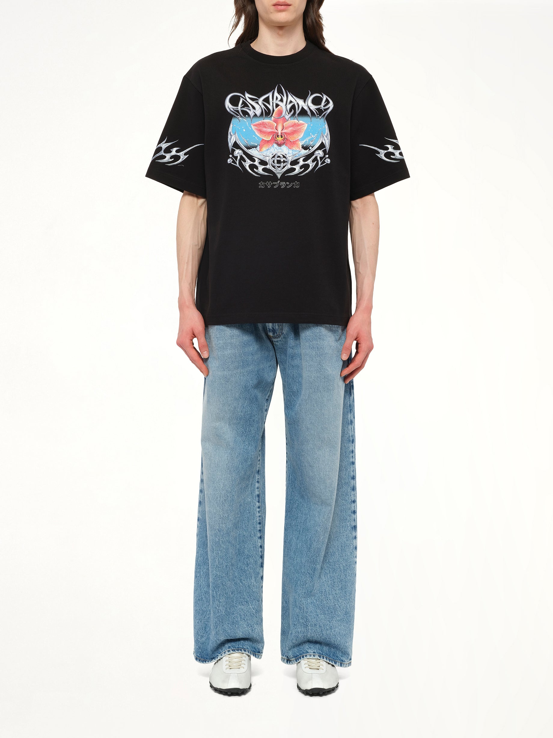 Blades Printed Oversized T-Shirt in Black