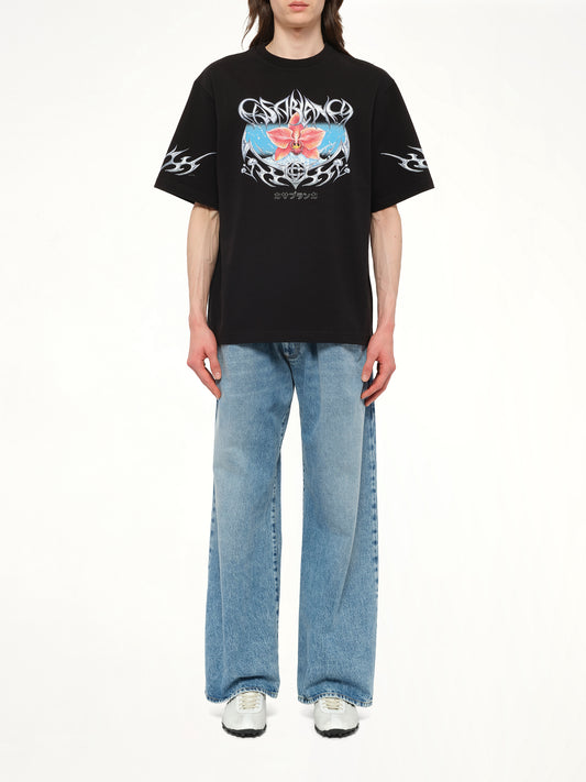 Blades Printed Oversized T-Shirt in Black