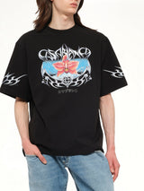 Blades Printed Oversized T-Shirt in Black