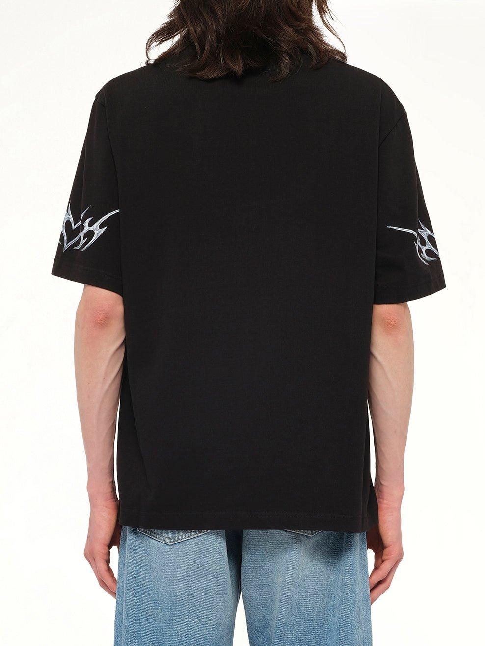 Blades Printed Oversized T-Shirt in Black