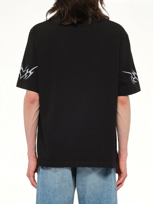 Blades Printed Oversized T-Shirt in Black