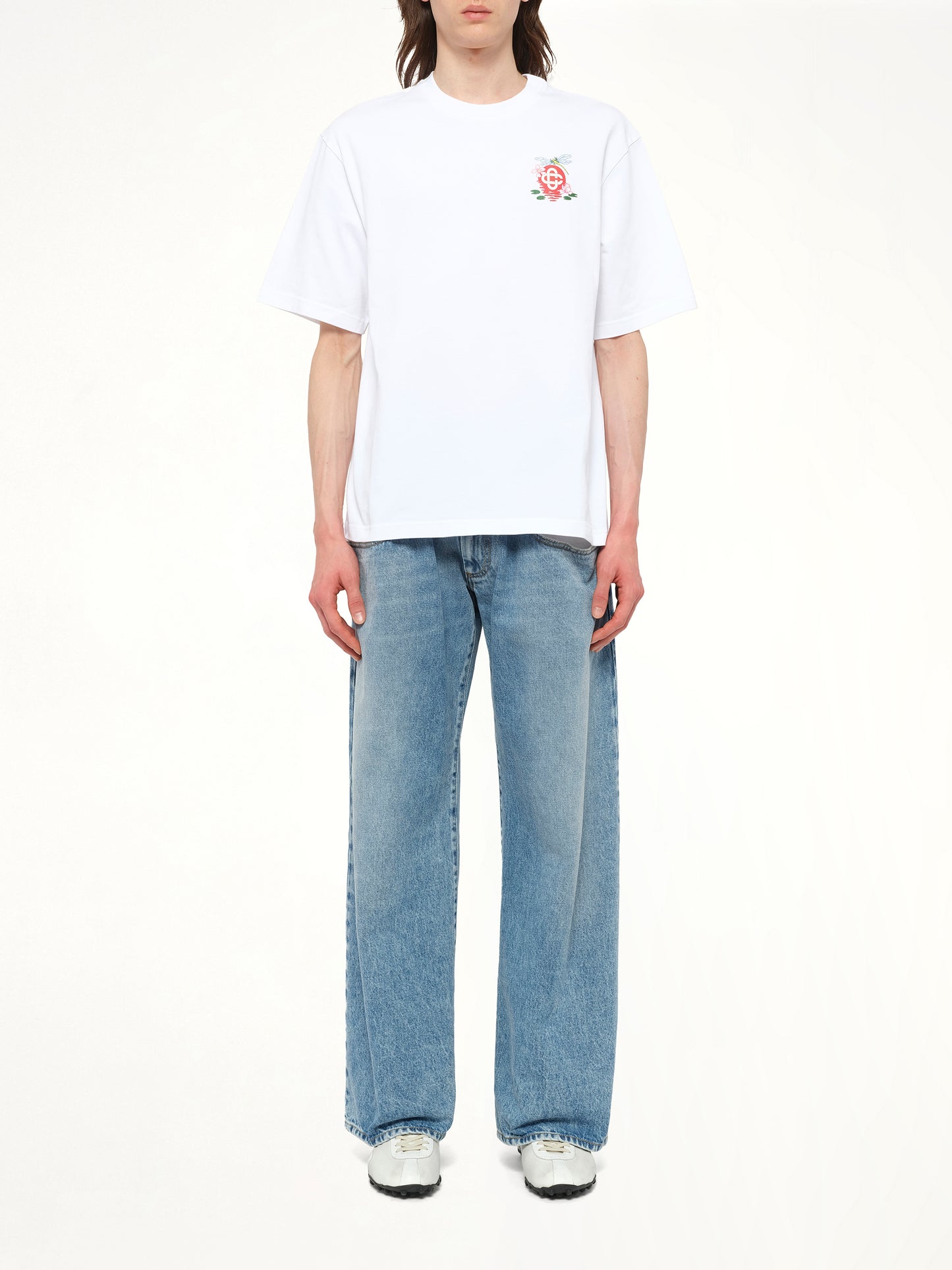 Dragonfly Floral Print T-Shirt in White