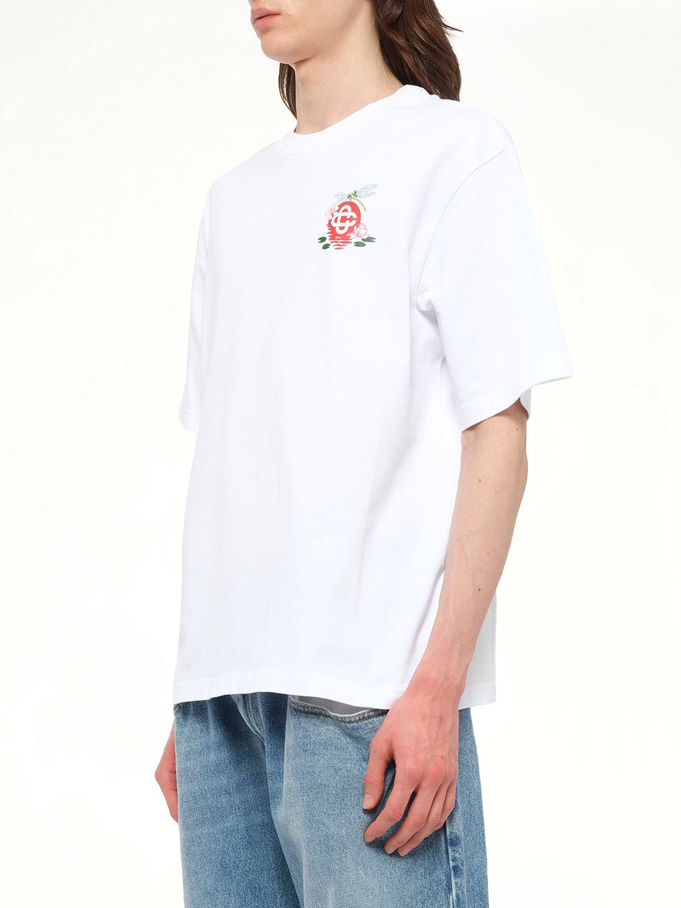 Dragonfly Floral Print T-Shirt in White