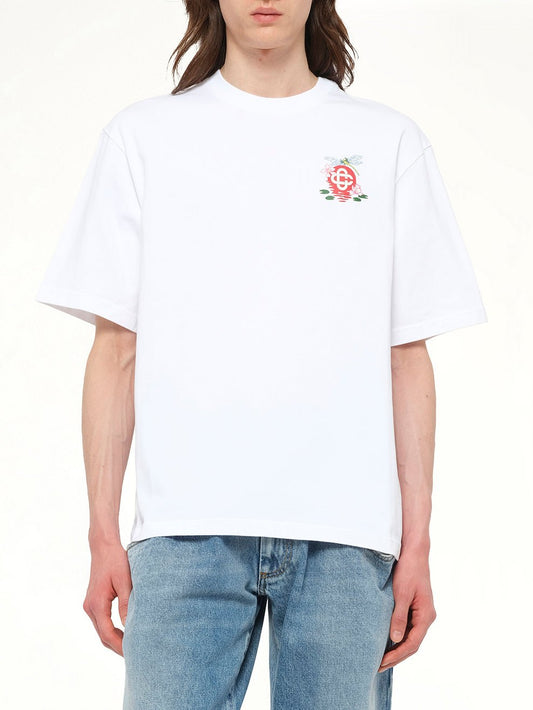 Dragonfly Floral Print T-Shirt in White