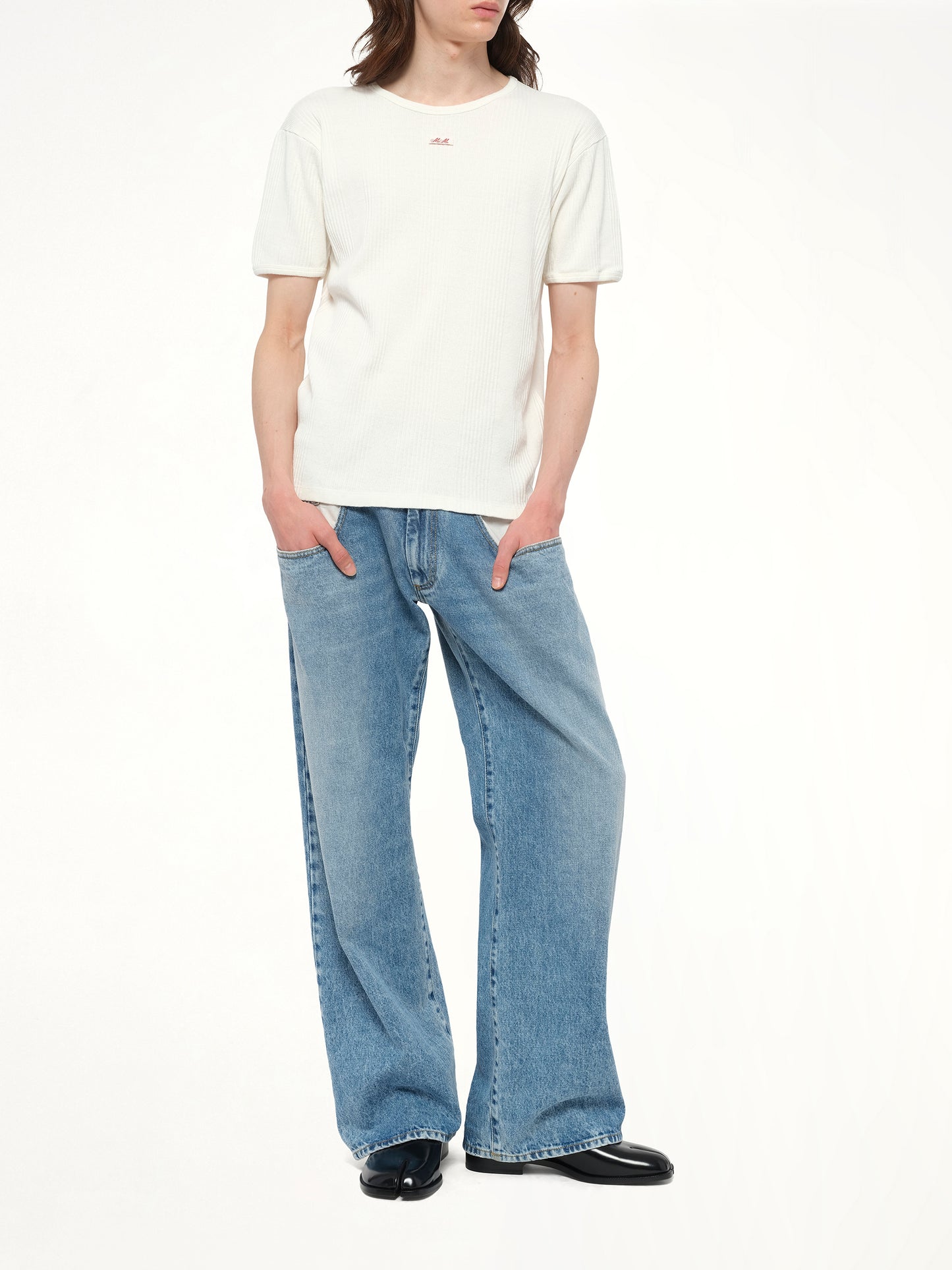 Rib T-Shirt in Off White