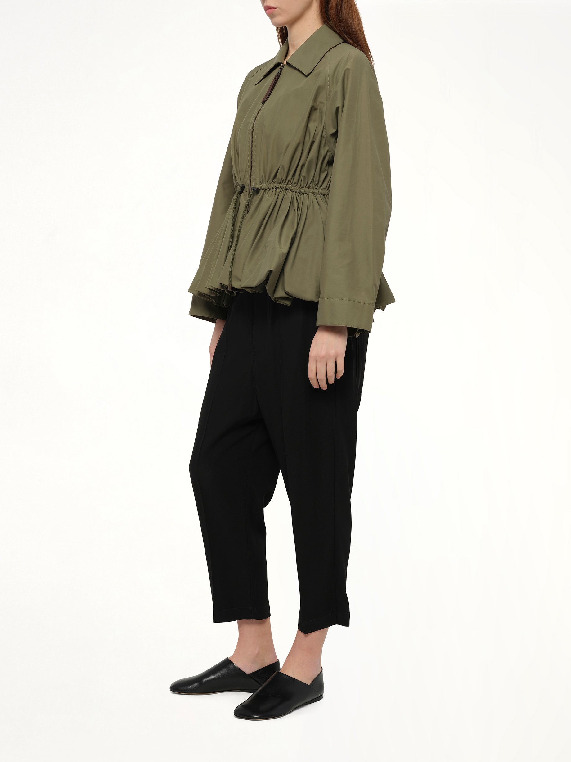 Drape Jacket in Khaki Green