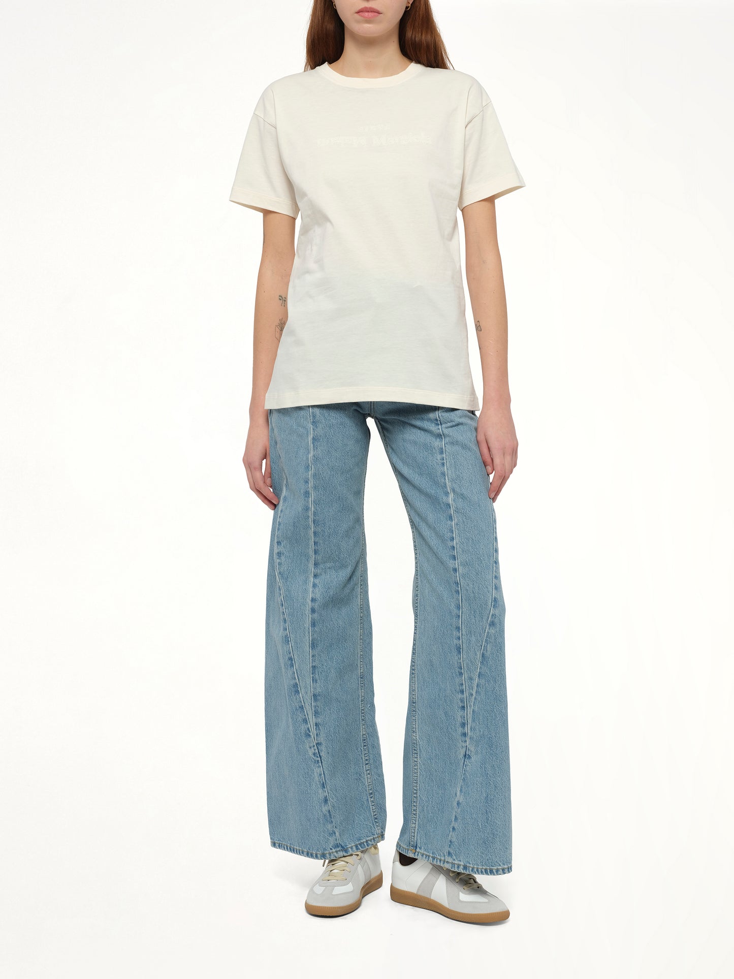 Cut Out Waistband Relaxed Fit Denim Jeans