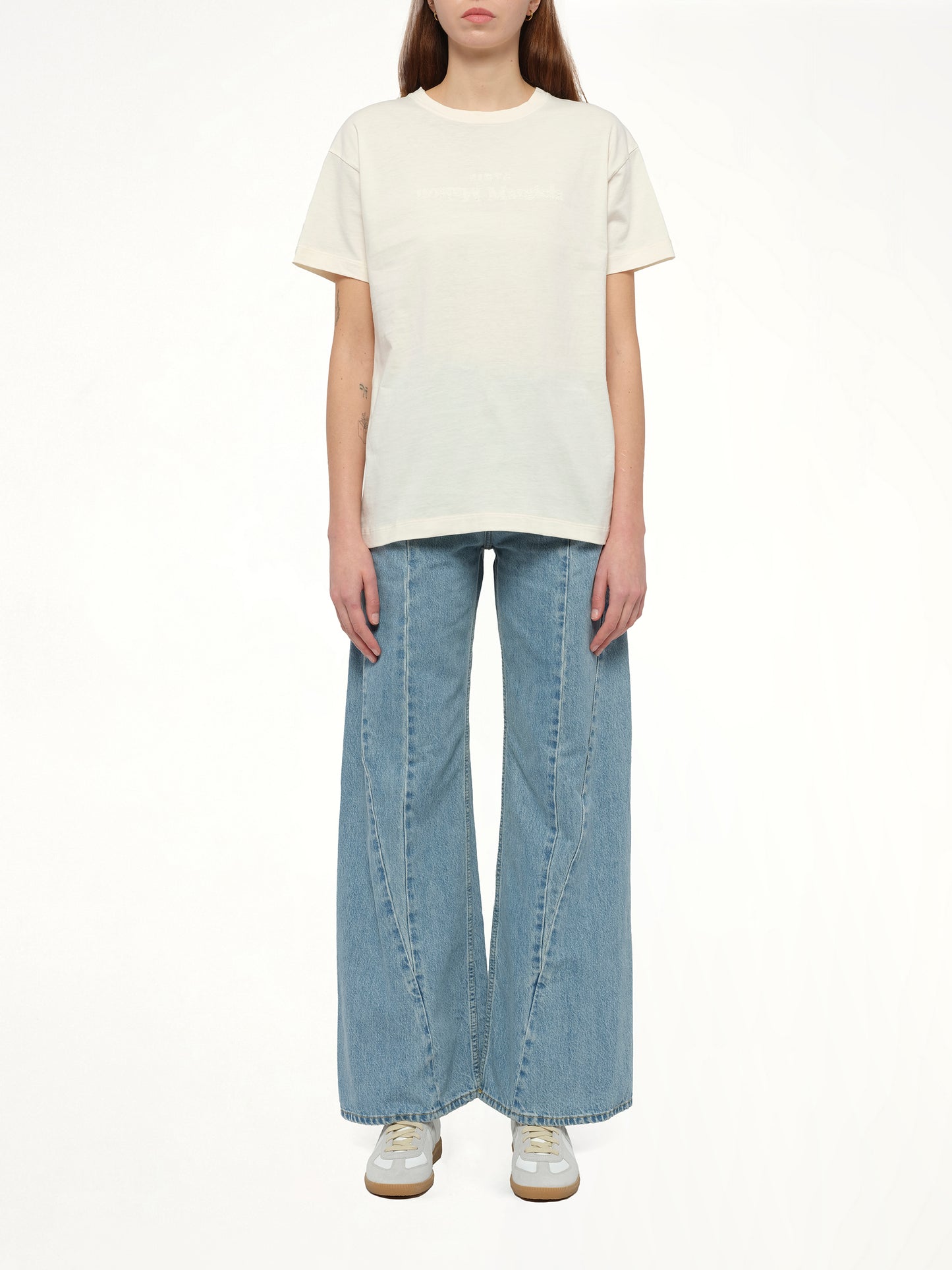 Cut Out Waistband Relaxed Fit Denim Jeans