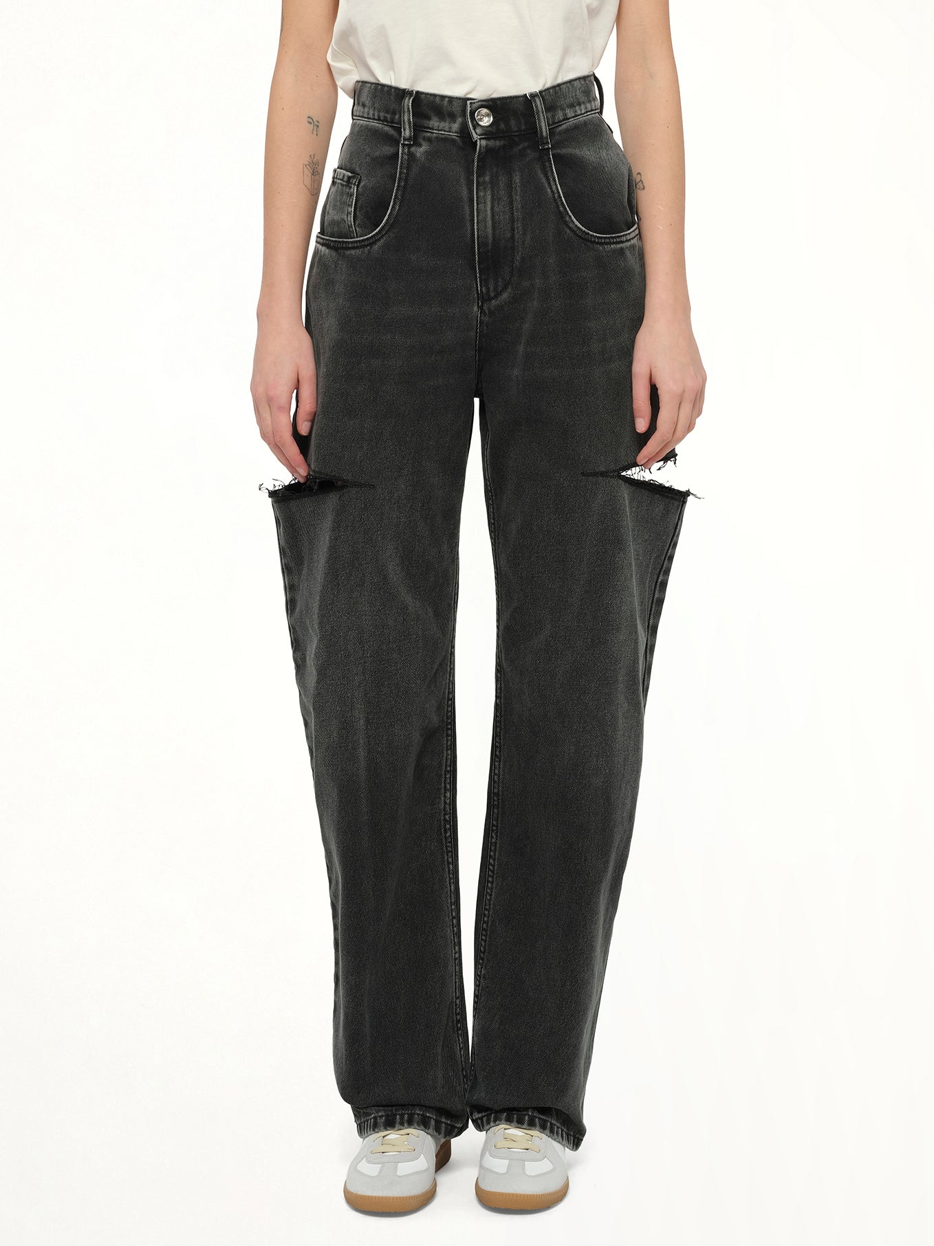 Slash Loose Fit Denim Jeans in Black