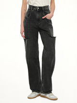 Slash Loose Fit Denim Jeans in Black