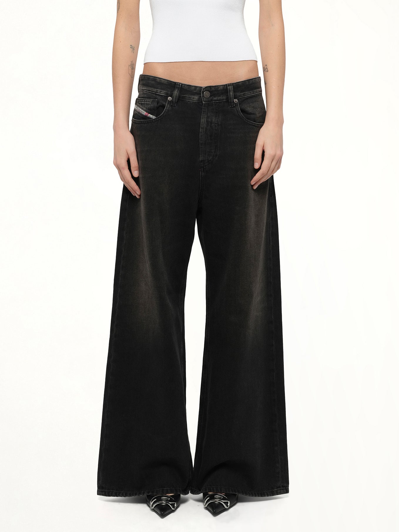 1996 D-SIRE Wide Jeans in Black/Dark Grey