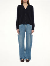 Gauge 5 Cardigan in Navy/Dark Brown