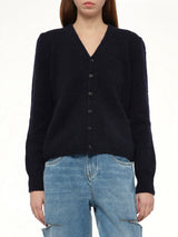 Gauge 5 Cardigan in Navy/Dark Brown