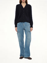 Gauge 5 Cardigan in Navy/Dark Brown