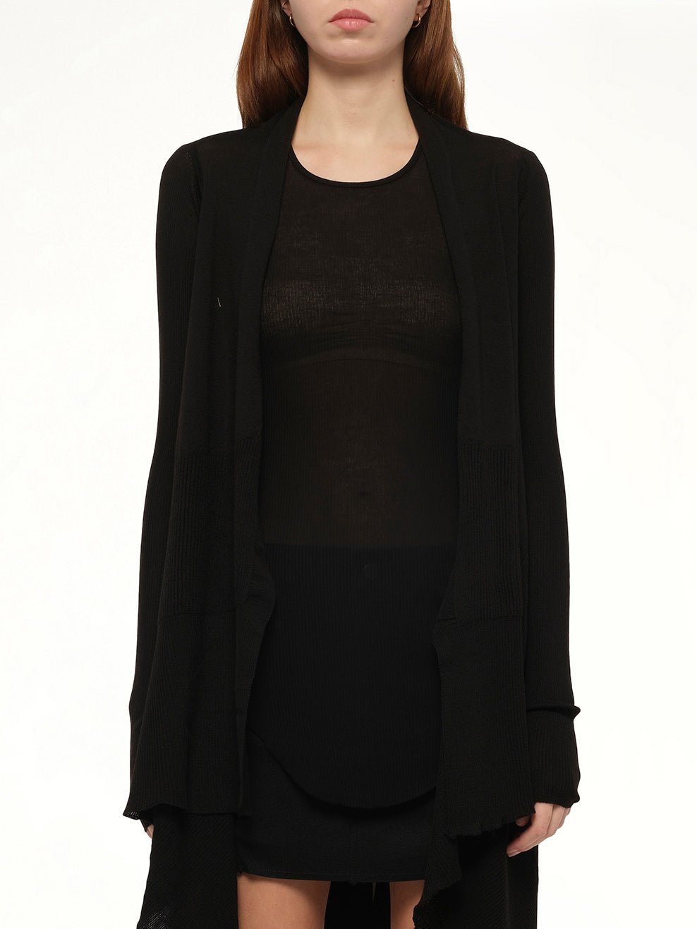 Long Wrap Cardigan in Black