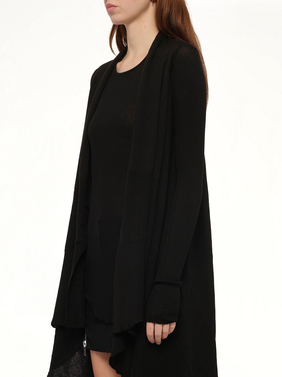 Long Wrap Cardigan in Black
