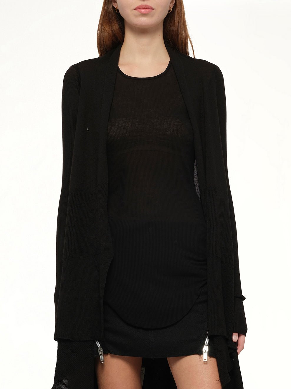 Long Wrap Cardigan in Black