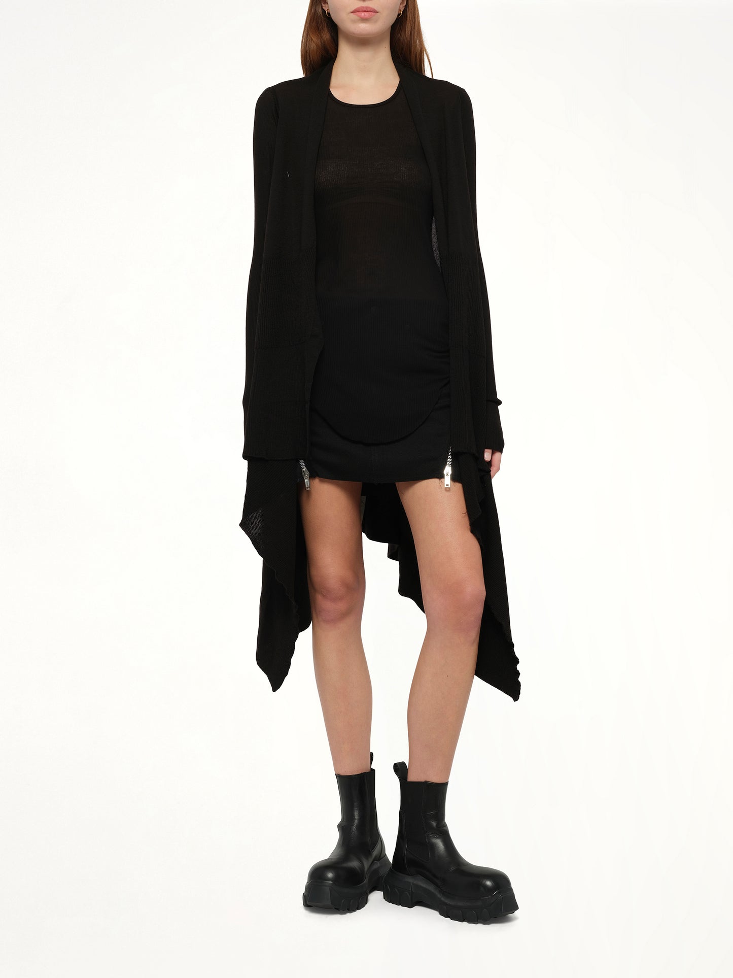 Long Wrap Cardigan in Black