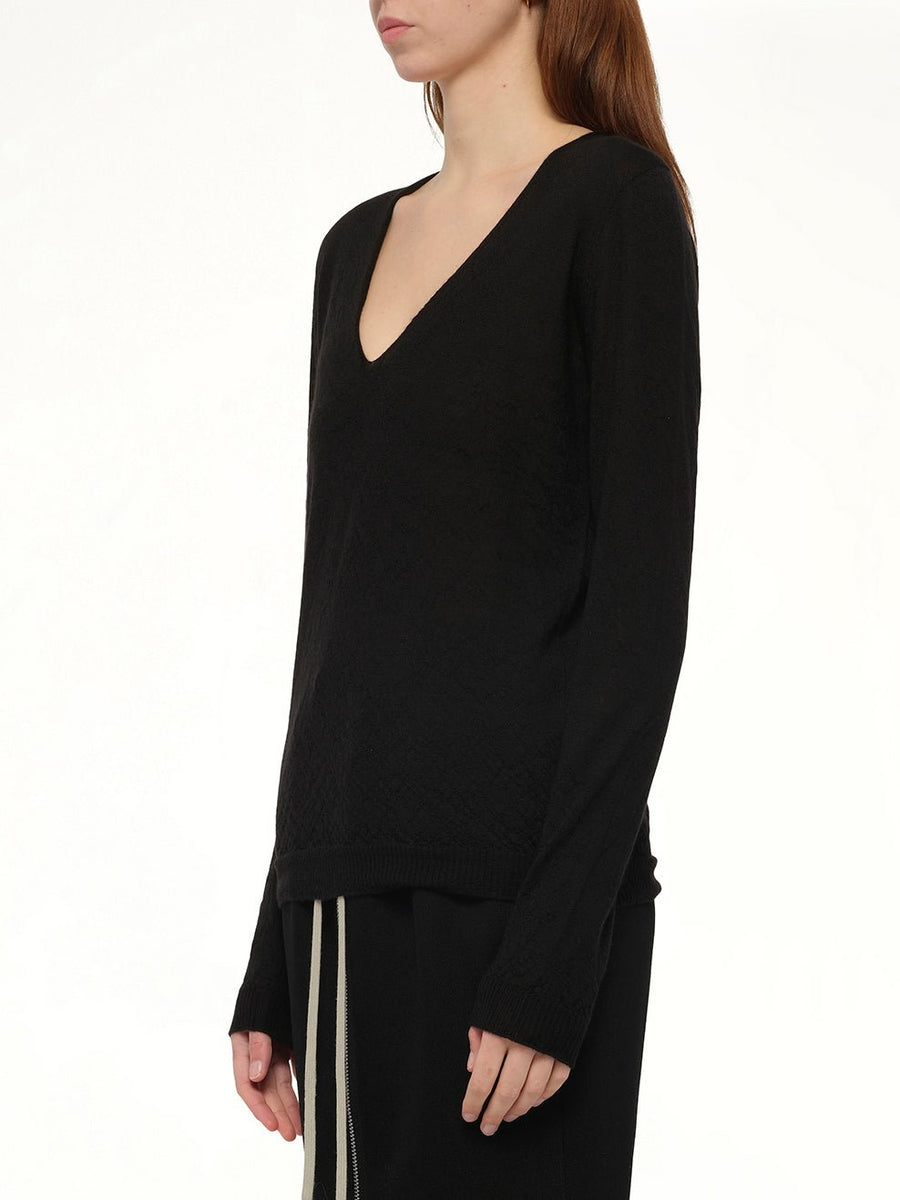 Cashmere V-Neck Pull in Black