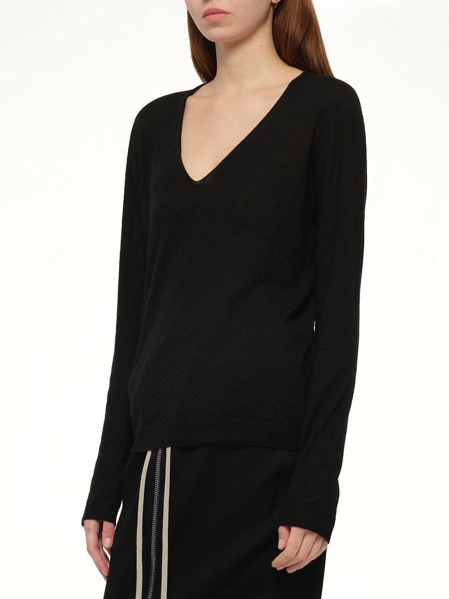 Cashmere V-Neck Pull in Black