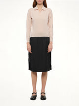 Lambswool Knit Polo in Pale Pink