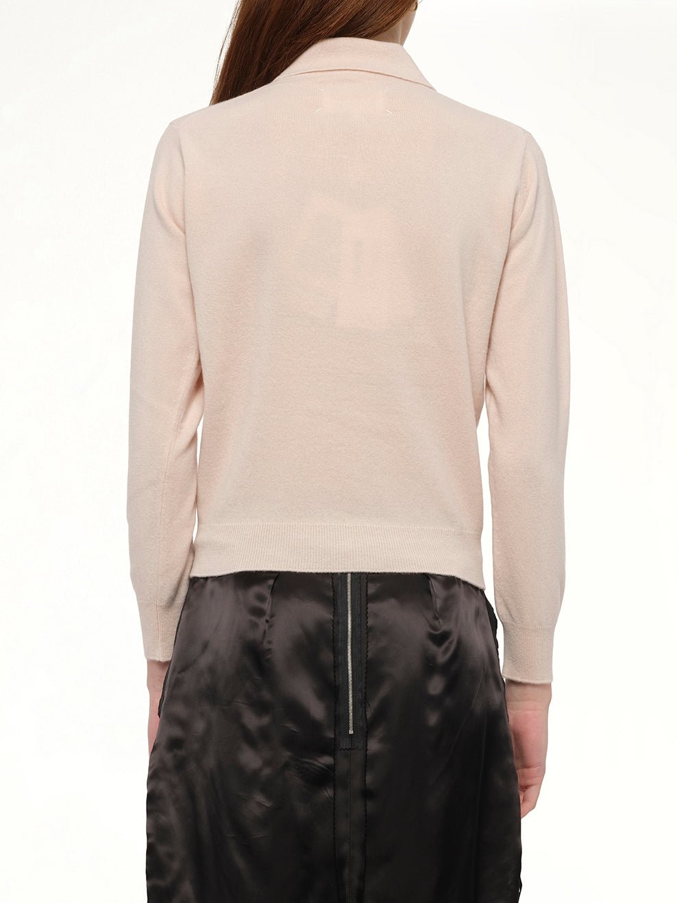 Lambswool Knit Polo in Pale Pink