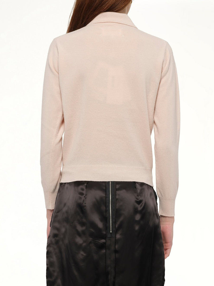 Lambswool Knit Polo in Pale Pink