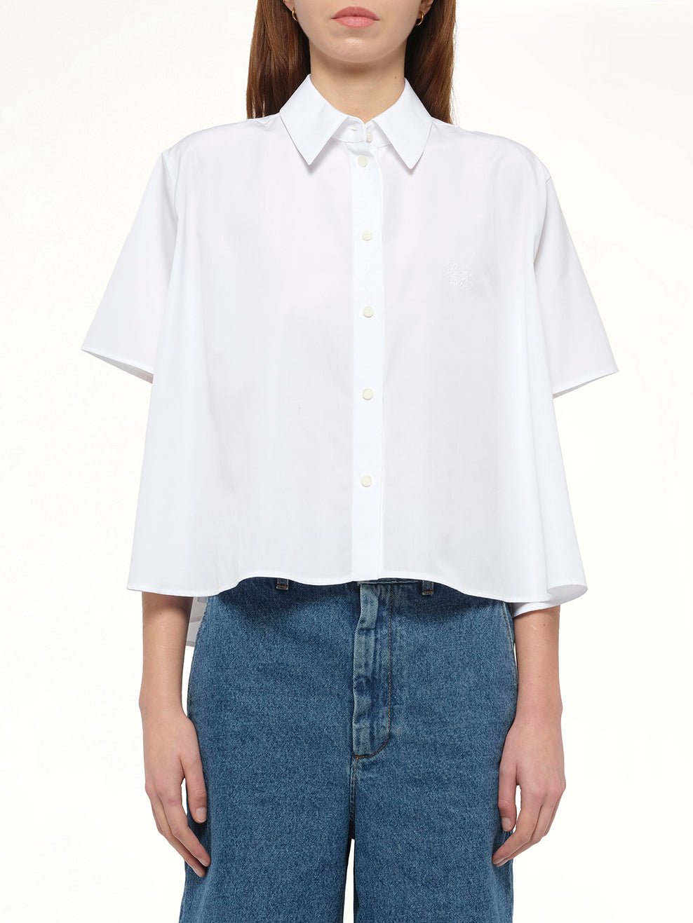 Short Sleeve Trapeze Shirt in White