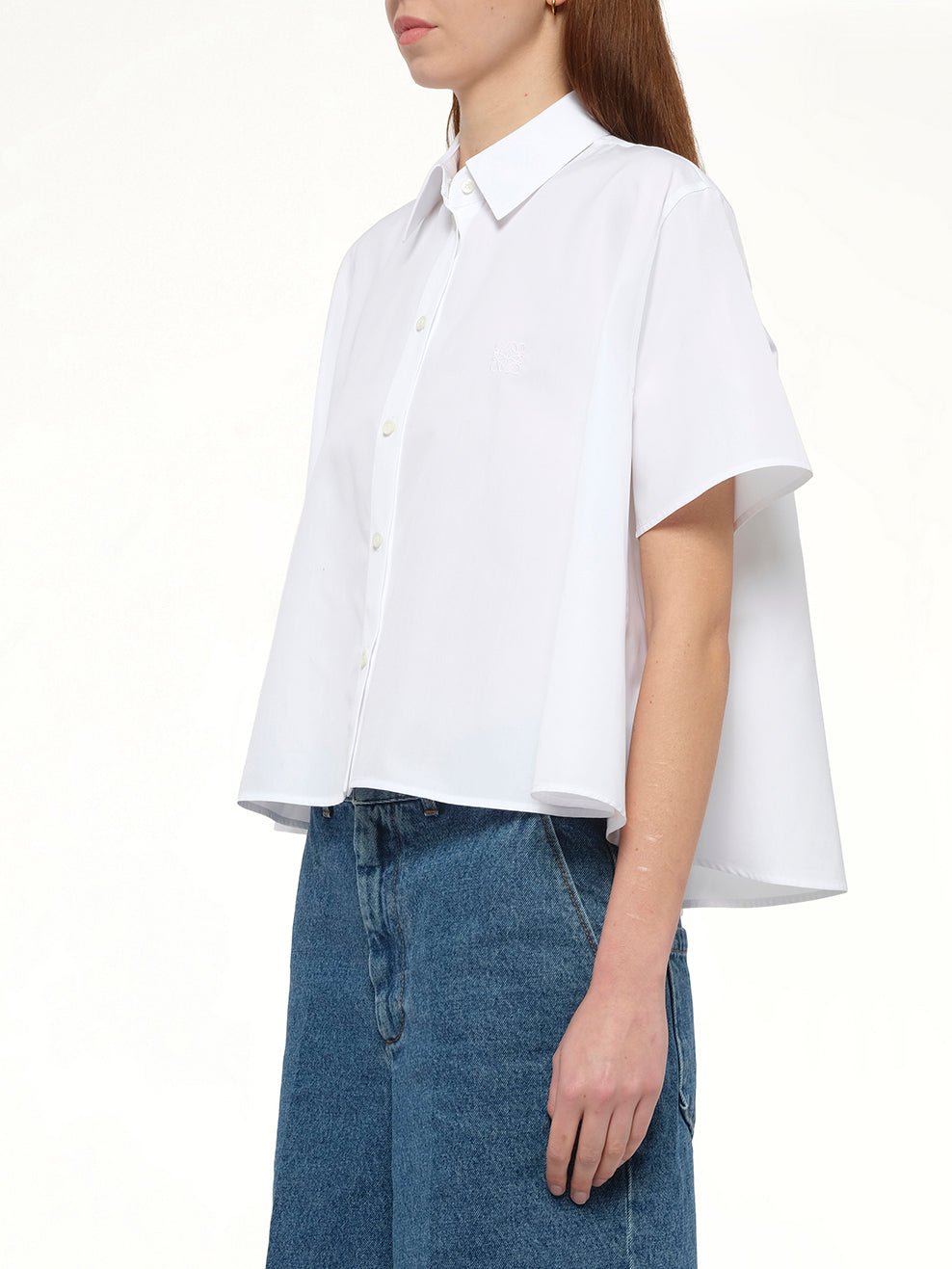 Short Sleeve Trapeze Shirt in White