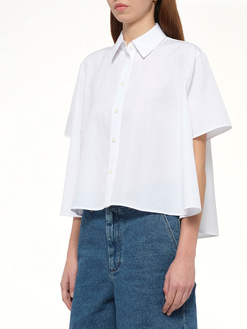Short Sleeve Trapeze Shirt in White
