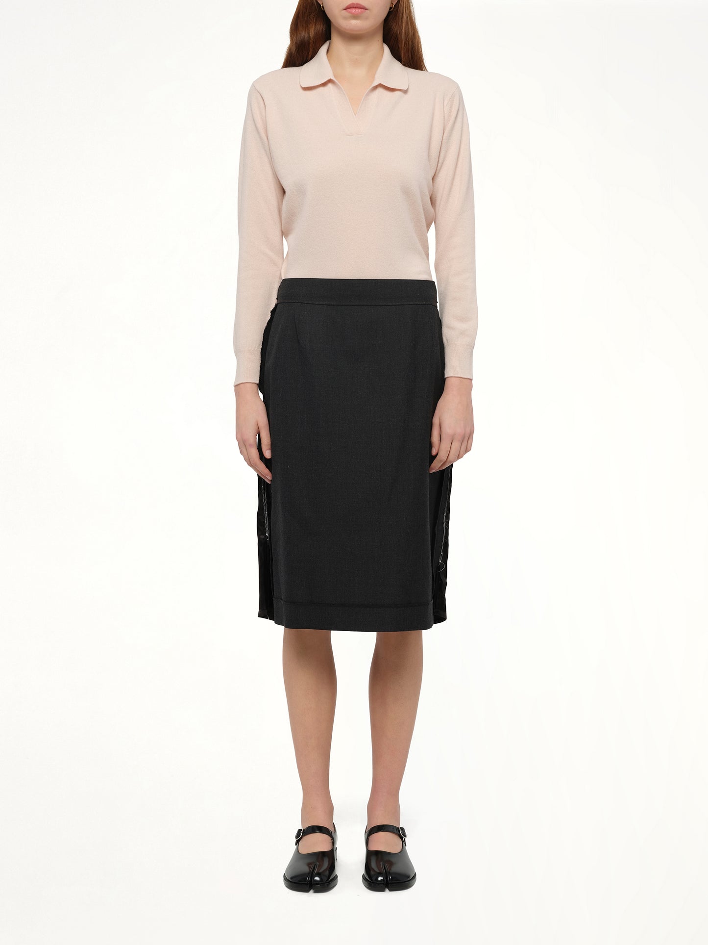 Midi Skirt in Carbon Melange/Black