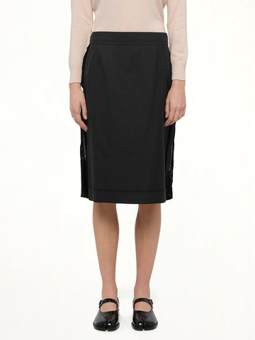 Midi Skirt in Carbon Melange/Black