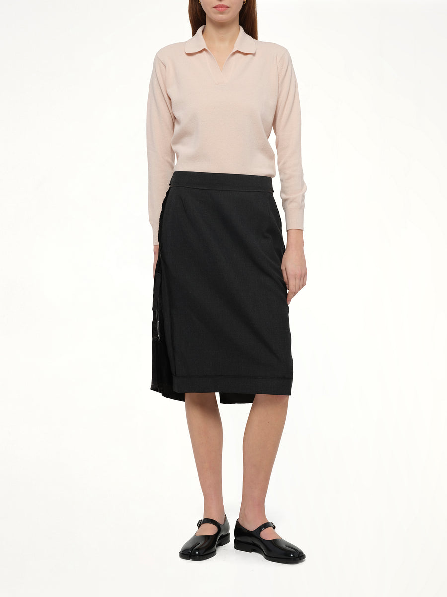 Midi Skirt in Carbon Melange/Black