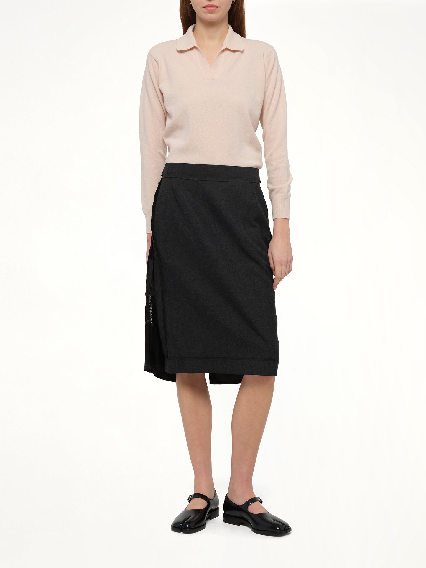 Midi Skirt in Carbon Melange/Black