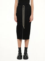 Zipped Short Pillar Skirt in Black