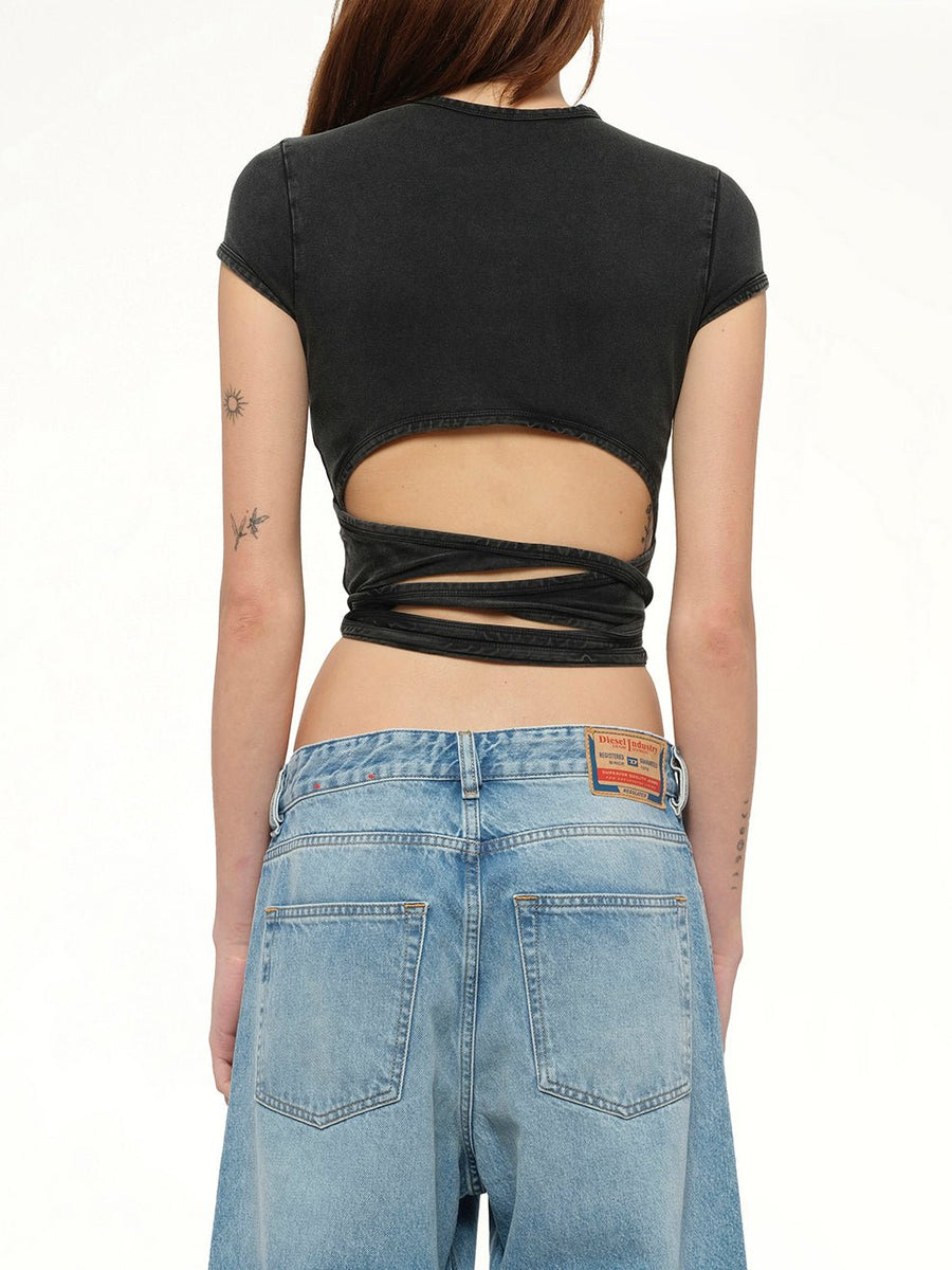 T-BUNNY-TAIL-R1 T-Shirt in Black/Dark Grey