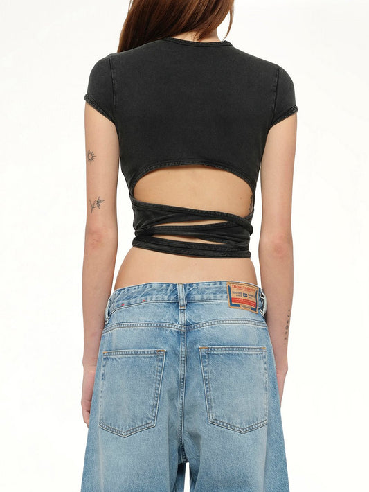 T-BUNNY-TAIL-R1 T-Shirt in Black/Dark Grey