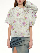 Draped Top in Light Blue/Multicolour