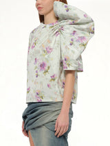 Draped Top in Light Blue/Multicolour