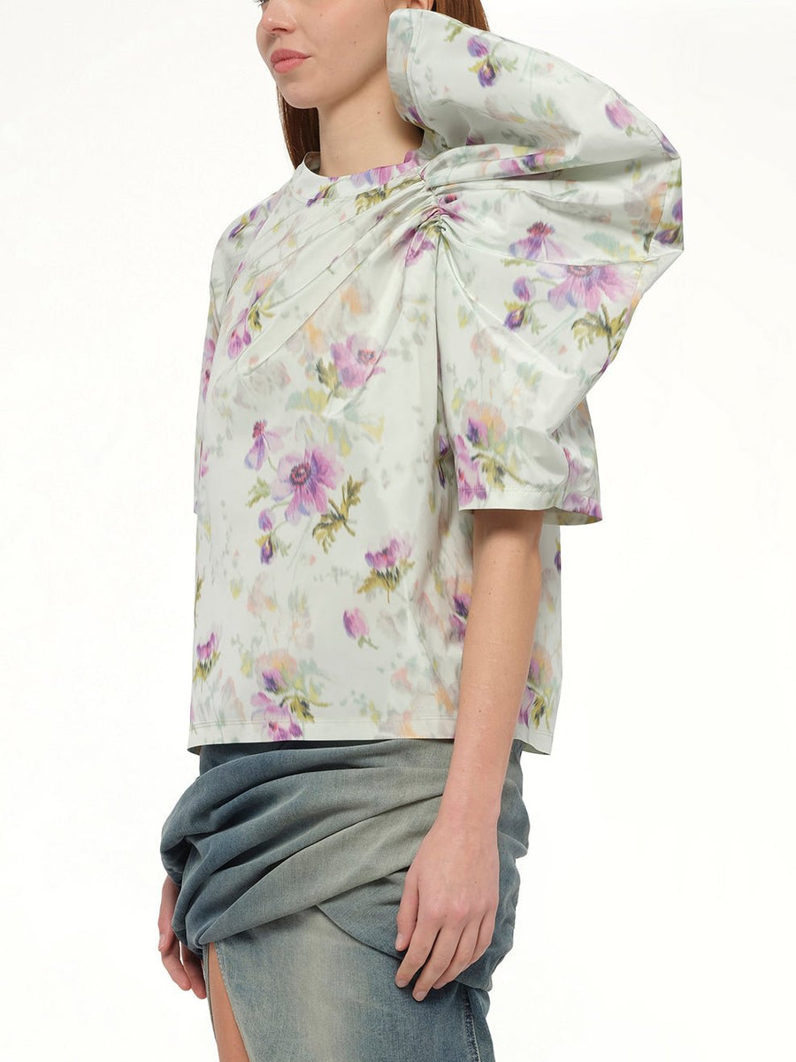 Draped Top in Light Blue/Multicolour