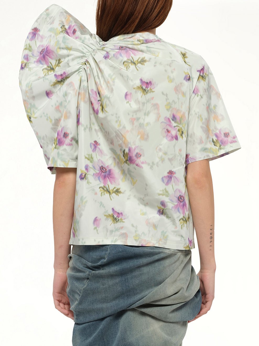 Draped Top in Light Blue/Multicolour