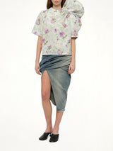 Draped Top in Light Blue/Multicolour