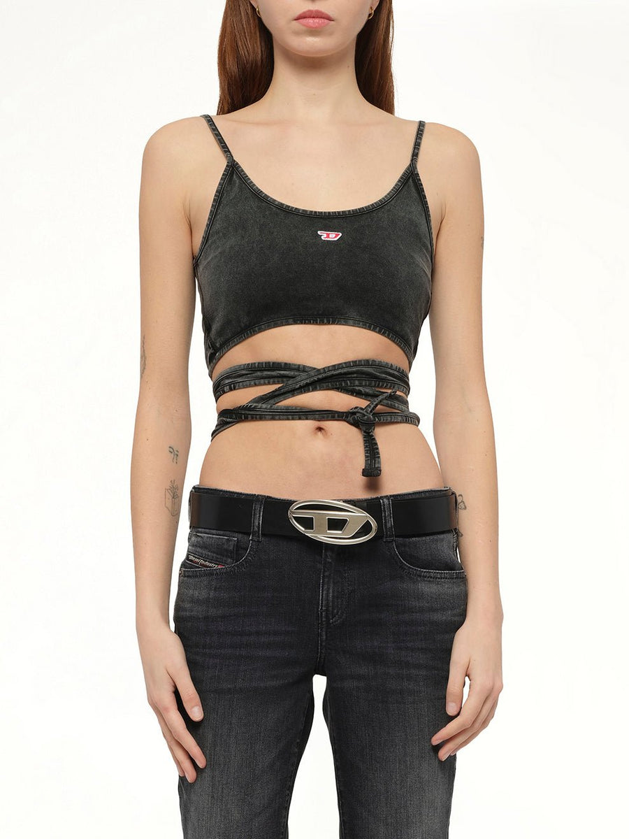T-LEYA-TAIL-R1 Top in Black/Dark Grey