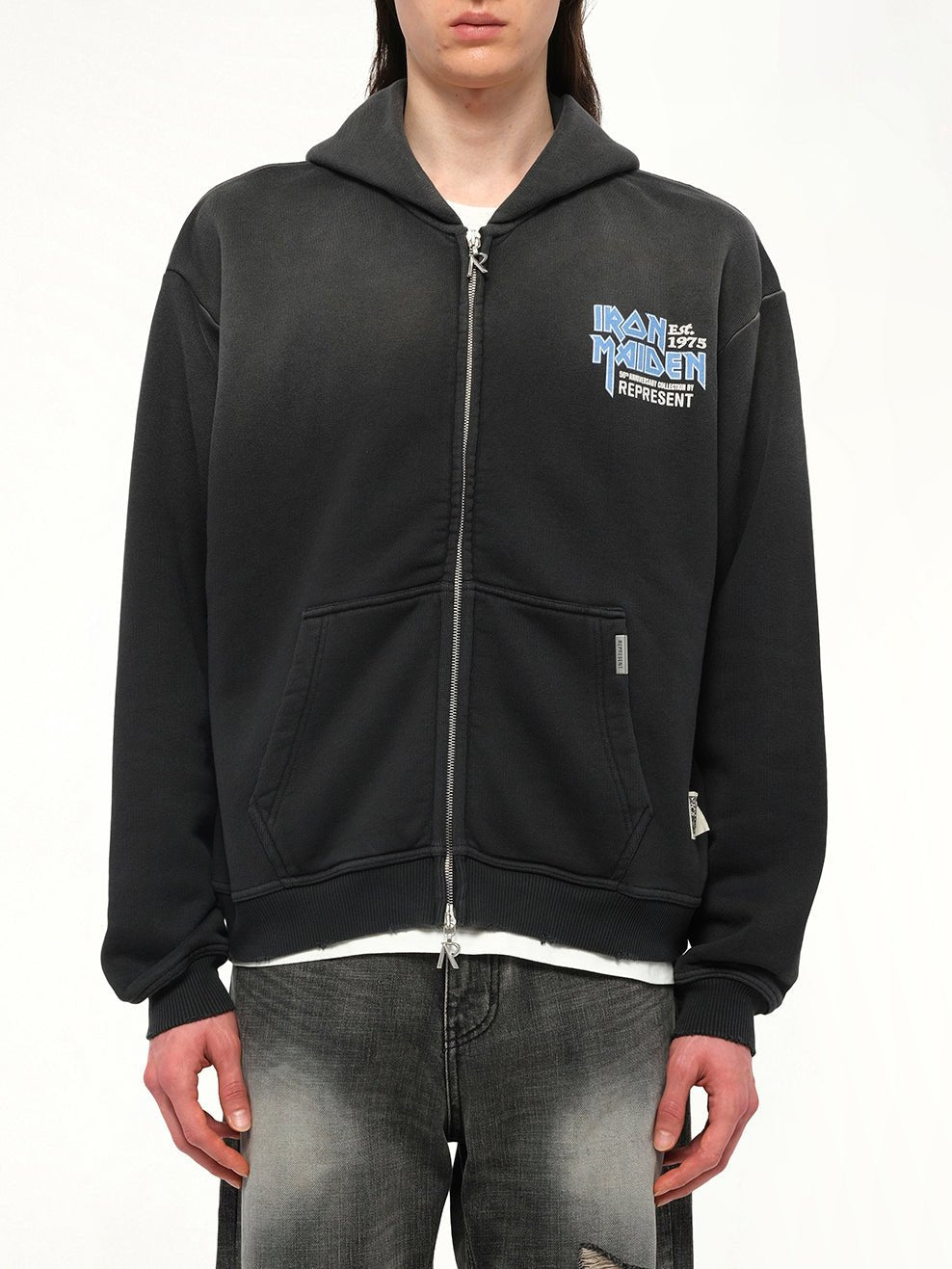 Iron Maiden Anniversary Hoodie in Stained Black