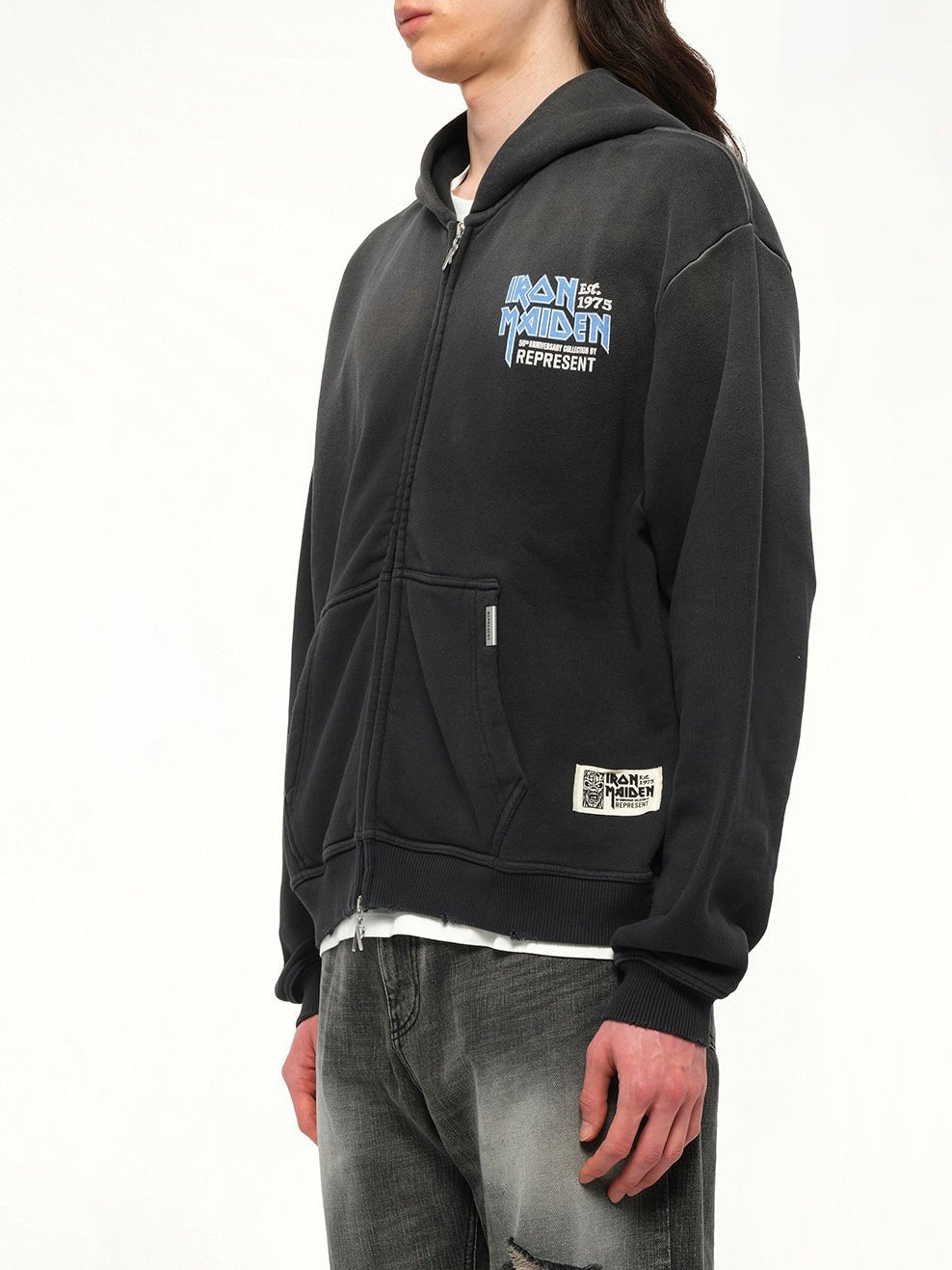 Iron Maiden Anniversary Hoodie in Stained Black